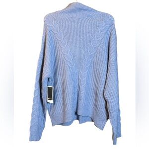 RD Style Bunni Cable Mockneck Sweater In Blue Size Medium NWT‎